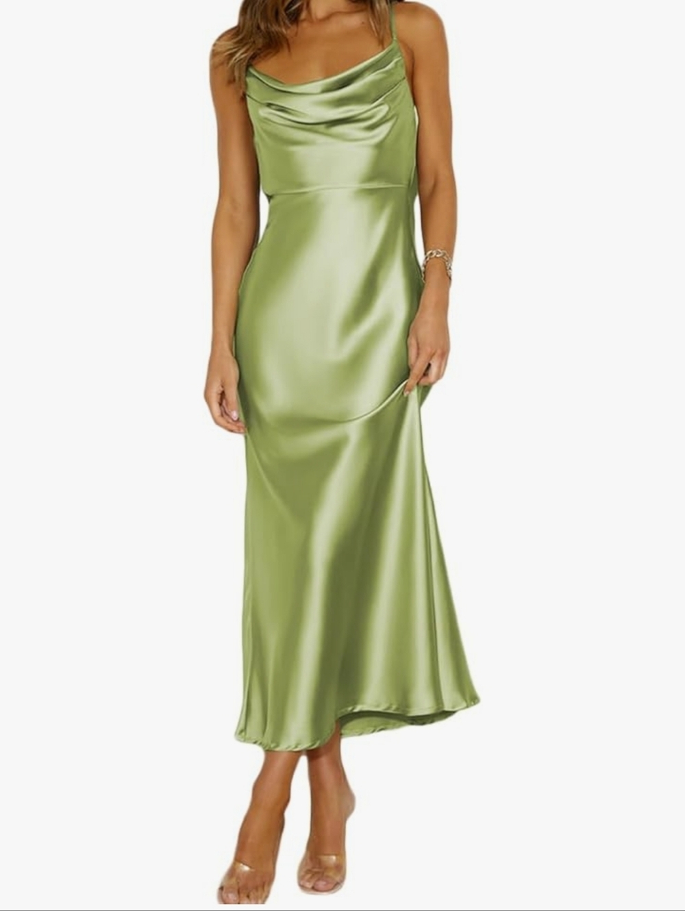 Light Green Slip Midi Dress L